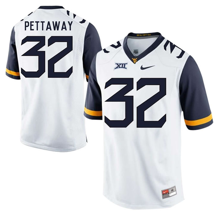 West Virginia Mountaineers #32 Martell Pettaway White College Football Jersey
